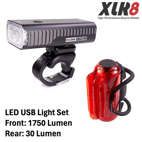 Serfas Combo LED Light Kit USM-1750 E-LUME front + UTM-30 COSMOS II Rear