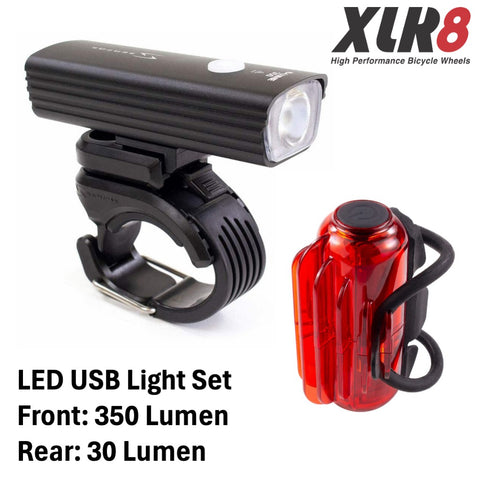 Serfas Combo LED Light Kit USL-350 E-LUME 350 front + UTM-30 COSMOS II Rear