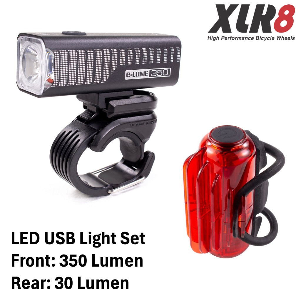 Serfas Combo LED Light Kit USM-350 E-LUME 350 front + UTM-30 COSMOS II Rear