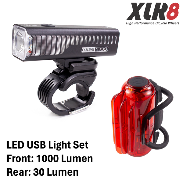 Serfas Combo LED Light Kit USM-1000 E-LUME front + UTM-30 COSMOS II Rear