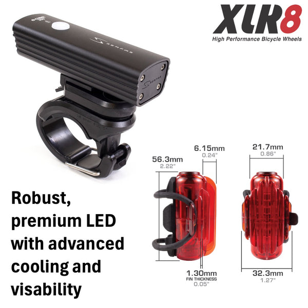 Serfas Combo LED Light Kit USL-350 E-LUME 350 front + UTM-30 COSMOS II Rear